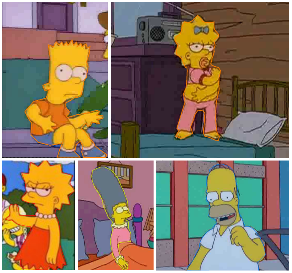 Author Image: Annotations for Bert, Maggie, Homer, Marge, and Lisa(Clockwise) 
